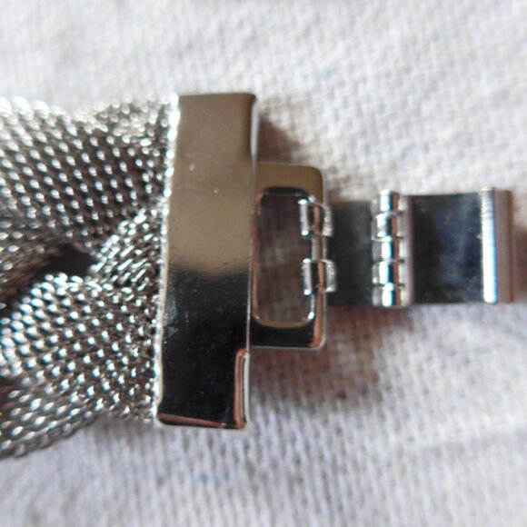 Braided Mesh Silvertone Bracelet - Picture 6 of 9